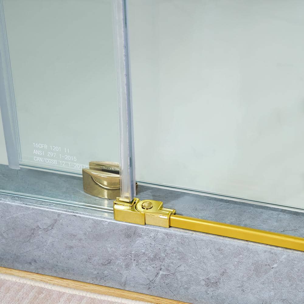 60'' x 76'' Frameless Clear Tempered Glass Sliding Shower Door