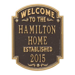 Heritage Welcome Square Standard Wall 3-Line Square Anniversary Personalized Plaque in Bronze/Gold