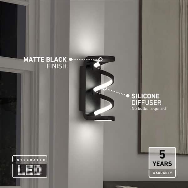 Artika Swirl 1-Light Black LED Outdoor Wall Cylinder Light OUT-SWR