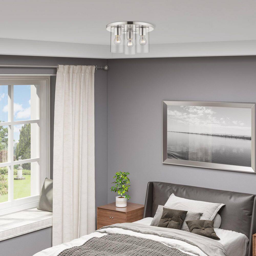 Zurich 14" Brushed Nickel Clear Glass Flush Mount Light