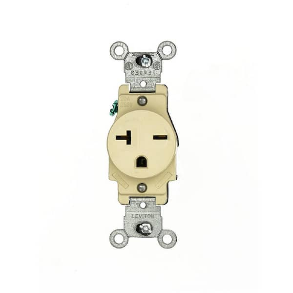 Leviton 20 Amp Commercial Grade Grounding Single Outlet Ivory 5823 I The Home Depot 7966