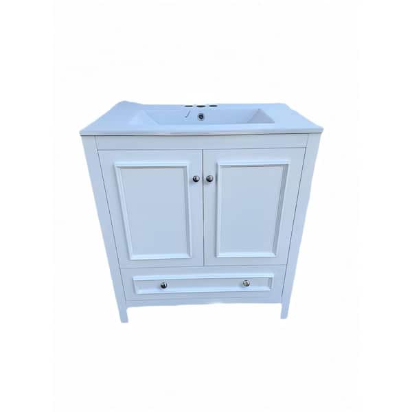 29.5 in. Storage Cabinet, Accent Cabinet with 2 Doors and Divided Drawer, White