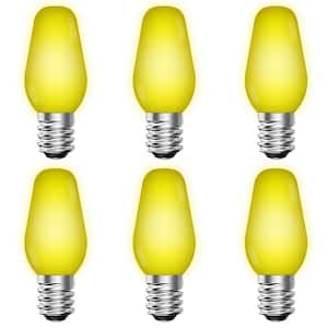 0.5-Watt C7 LED Yellow Replacement String Light Bulb Shatterproof Enclosed Fixture Rated UL E12 Base (6-Pack)