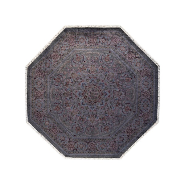 Overdyed Gray 4 ft. 4 in. x 4 ft. 4 in. Wool Indoor Area Rug