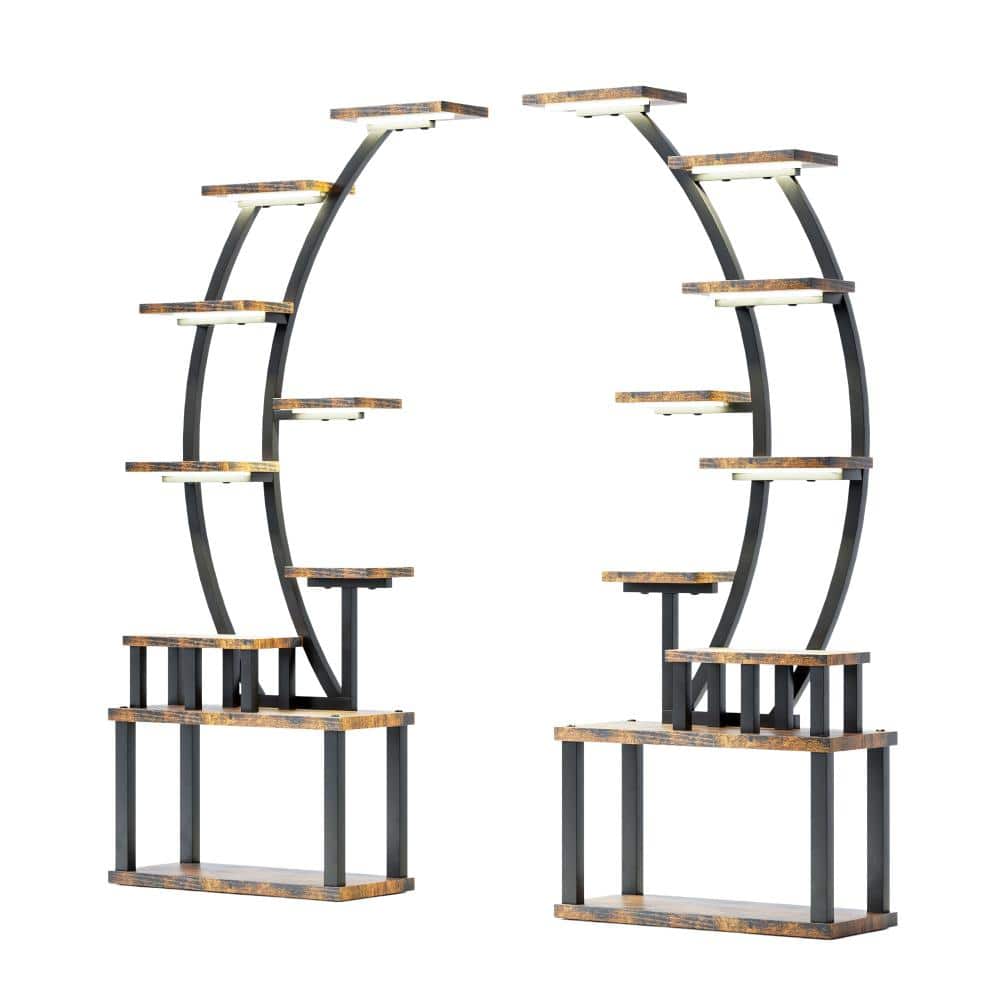 63 in. Outdoor 9-Tier Plant Stand with Grow Lights Metal Shelf Indoor Use Corner Display Rack for Balcony Porch 2PCS price history on PriceWatchPro