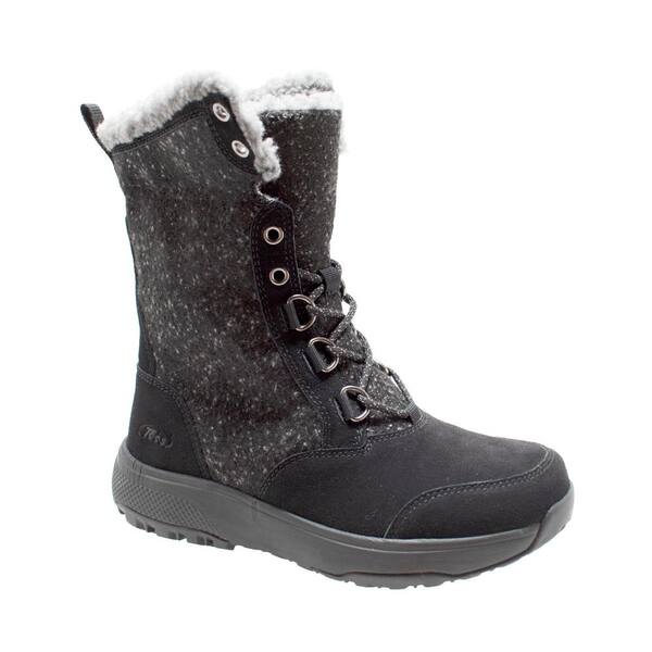 Unbranded Women Size 7 Black Leather Microfleece Winter Boots