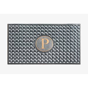 A1HC Weave Black/Bronze 24 in x 39 in 100% Rubber Thin Profile Outdoor Durable Monogrammed P Doormat