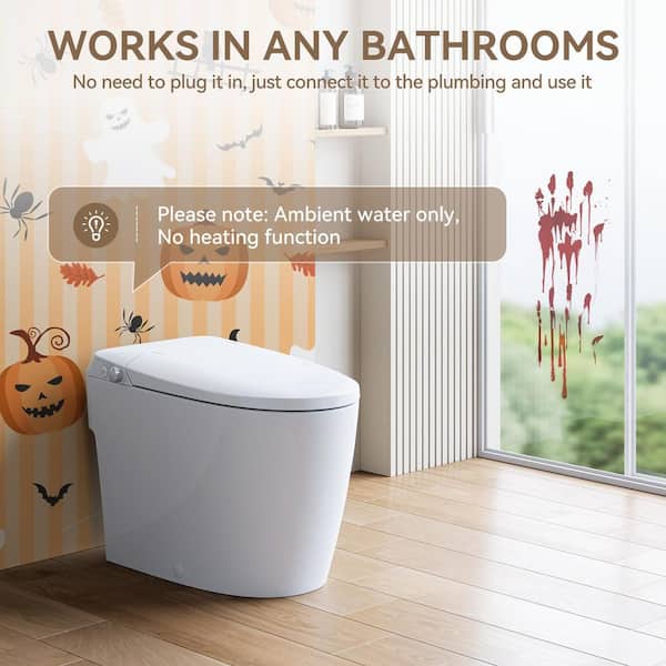 Non-Electric Elongated Bidet Toilet 1.0 GPF in White with ADA Chair Height, Foot Kick to Flush, Map Flush 1000 g
