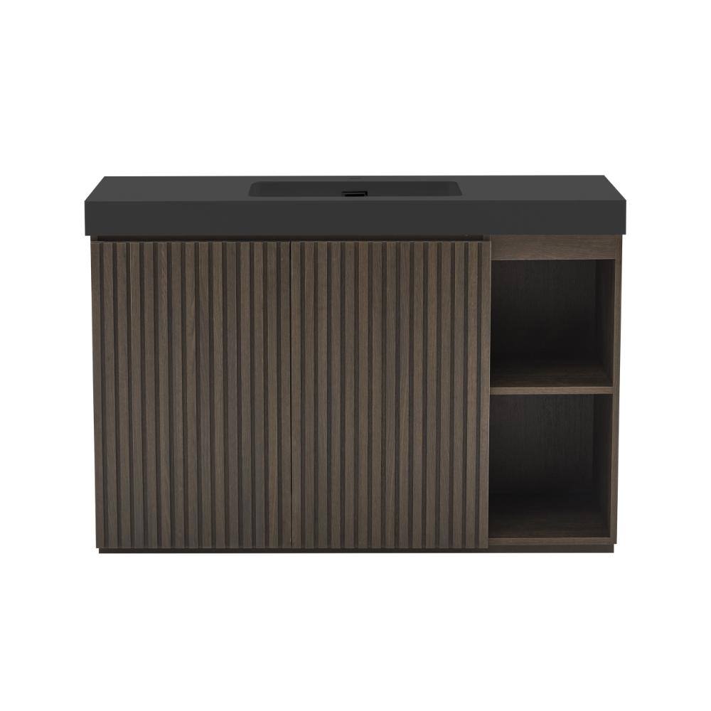 48 in. Freestanding Smoked Oak Bath Vanity with Black Quartz Top Unassembled price history on PriceWatchPro