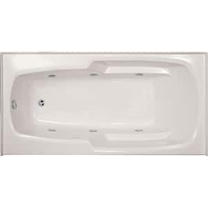 Entre 60 in. x 32 in. Rectangular Drop-in Whirlpool Bathtub with Left Drain in White