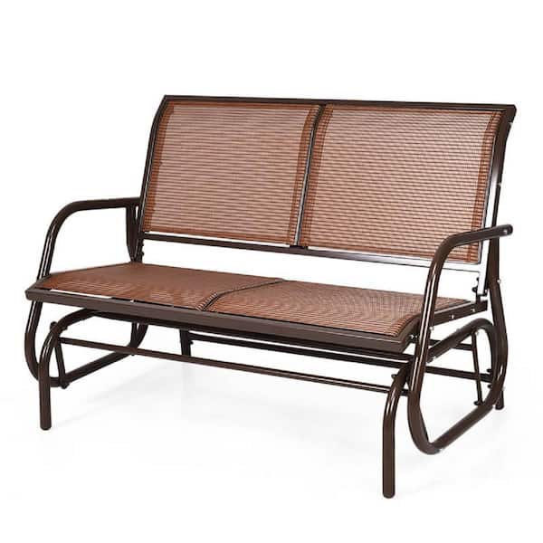 Unbranded Metal Outdoor Lounge Chair Patio Swing Loveseat in Brown