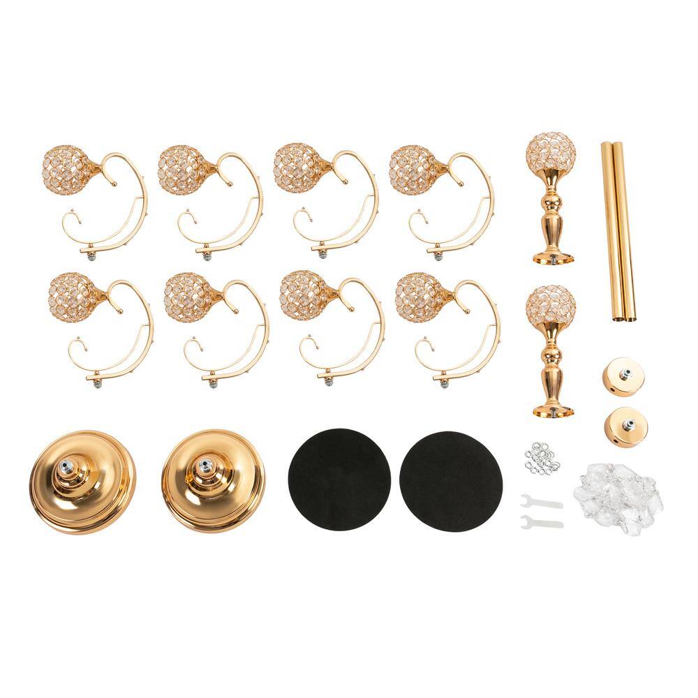 Gold Crystal 5-Arm Tabletop Candelabra Set