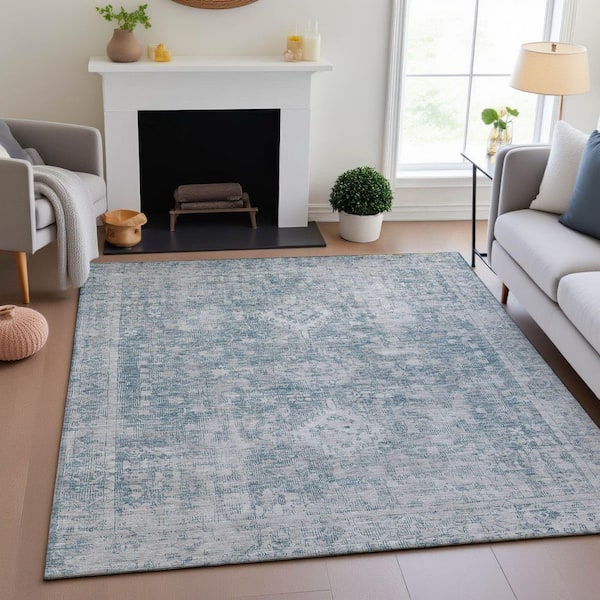 Mayfield Premium Machine Washable Abstract AMF1229 Sky 10 ft. x 14 ft. Area Rug