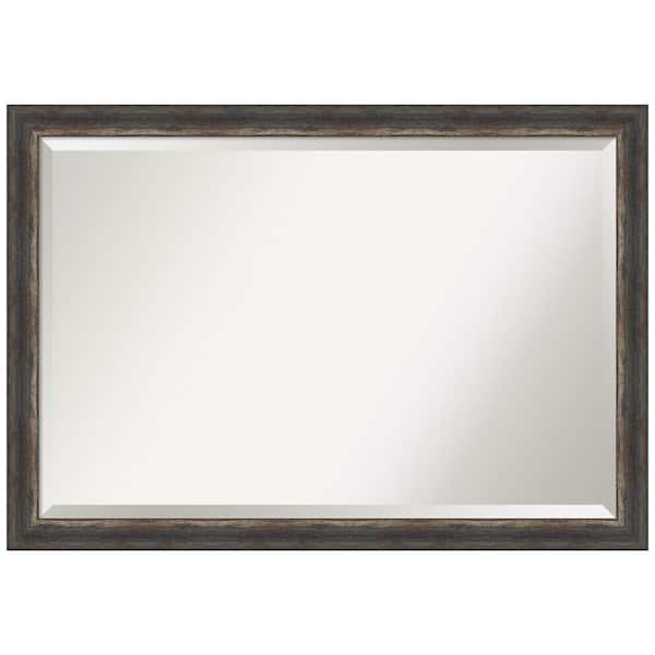 Amanti Art Bark Rustic Char Narrow 39.5 in. H x 27.5 in. W Framed Wall Mirror