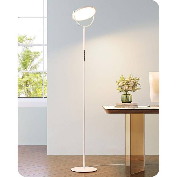 EDISHINE 76 in. White 1-Light Dimmable Super Bright Tall Torchiere