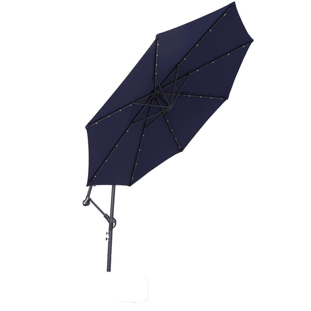 Outdoor 10 ft. Offset Cantilever Solar Patio Umbrella in Navy