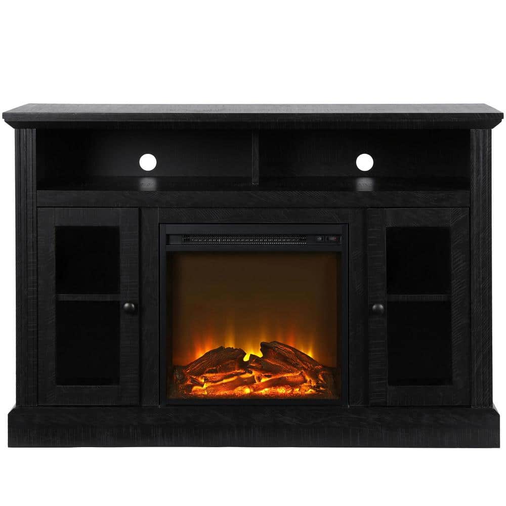 Nashville 47 in. Freestanding Electric Fireplace TV Stand in Black Oak