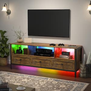 59 in. Brown TV Stand for TVs Up to 70 in. LED Entertainment Center with Drawers and Cabinet