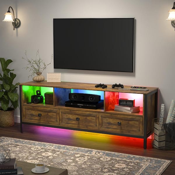 Boyel Living 59 in. Brown TV Stand for TVs Up to 70 in. LED Entertainment Center with Drawers and Cabinet
