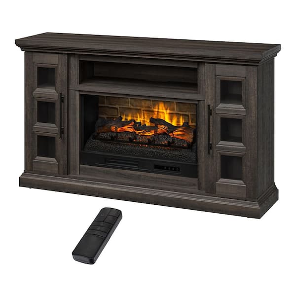 Dark brown electric fireplace tv deals stand