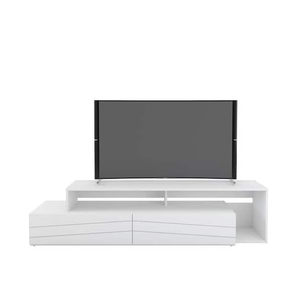 Nexera Tonik 69.75 in. White TV Stand with 2 Storage Drawers Fits TV's