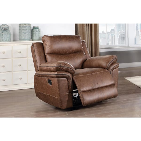 New Classic Furniture Ryland Brown Polyester Fabric Glider Recliner