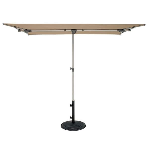 Capri 4.95 ft. x 6.93 ft. Aluminum Frame Rectangle Patio Umbrella with Tilt and Protective Cover in Antique Beige