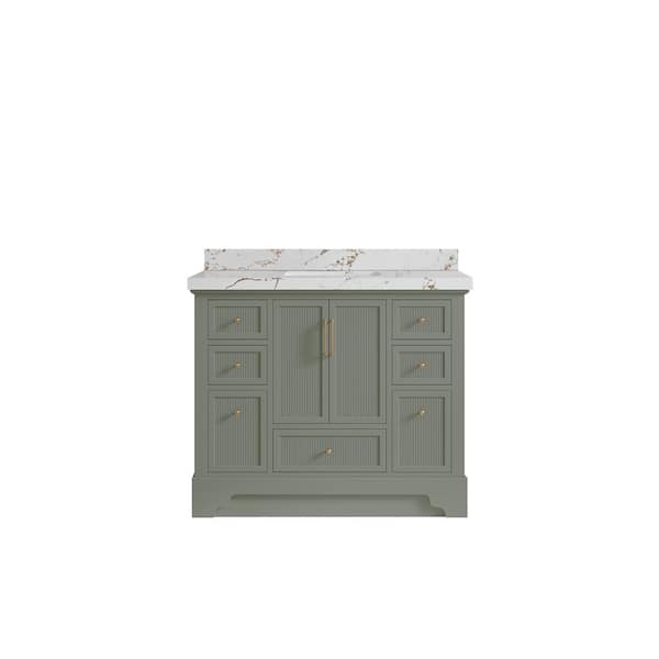 Willow Collections Alys 42 in. W x 22 in. D x 36 in. H Single Sink Bath Vanity in Evergreen with 2 in. Viola Brown Top