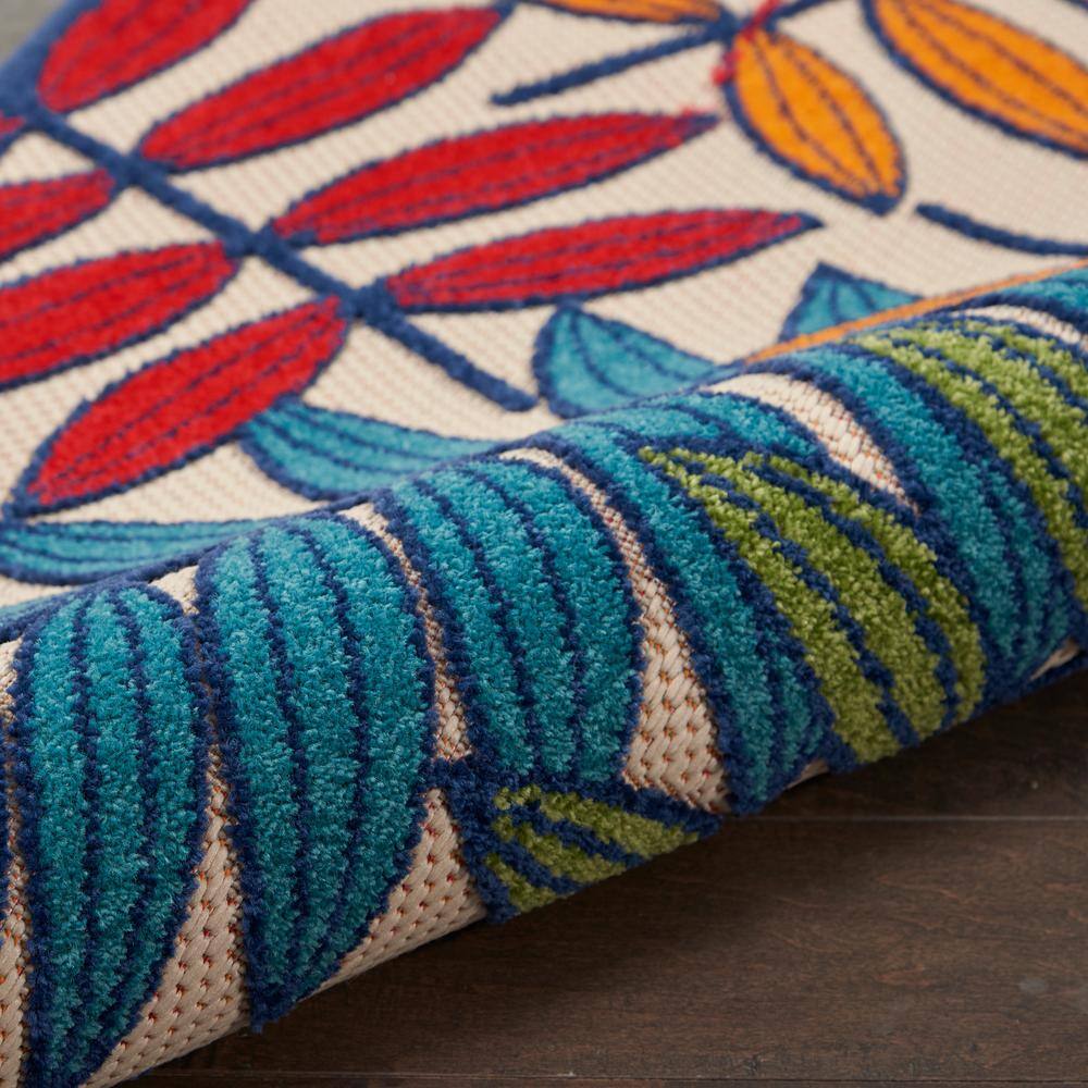 Aloha Multicolor Floral Leaf 2'3" x 10' Synthetic Outdoor Runner