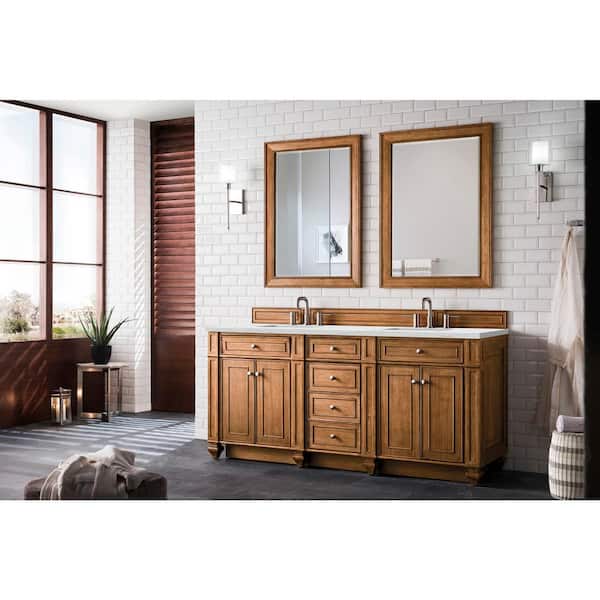 Bristol 72.0 in. W x 23.5 in. D x 34 in. H Bathroom Vanity in Saddle Brown with Ethereal Noctis Quartz Top