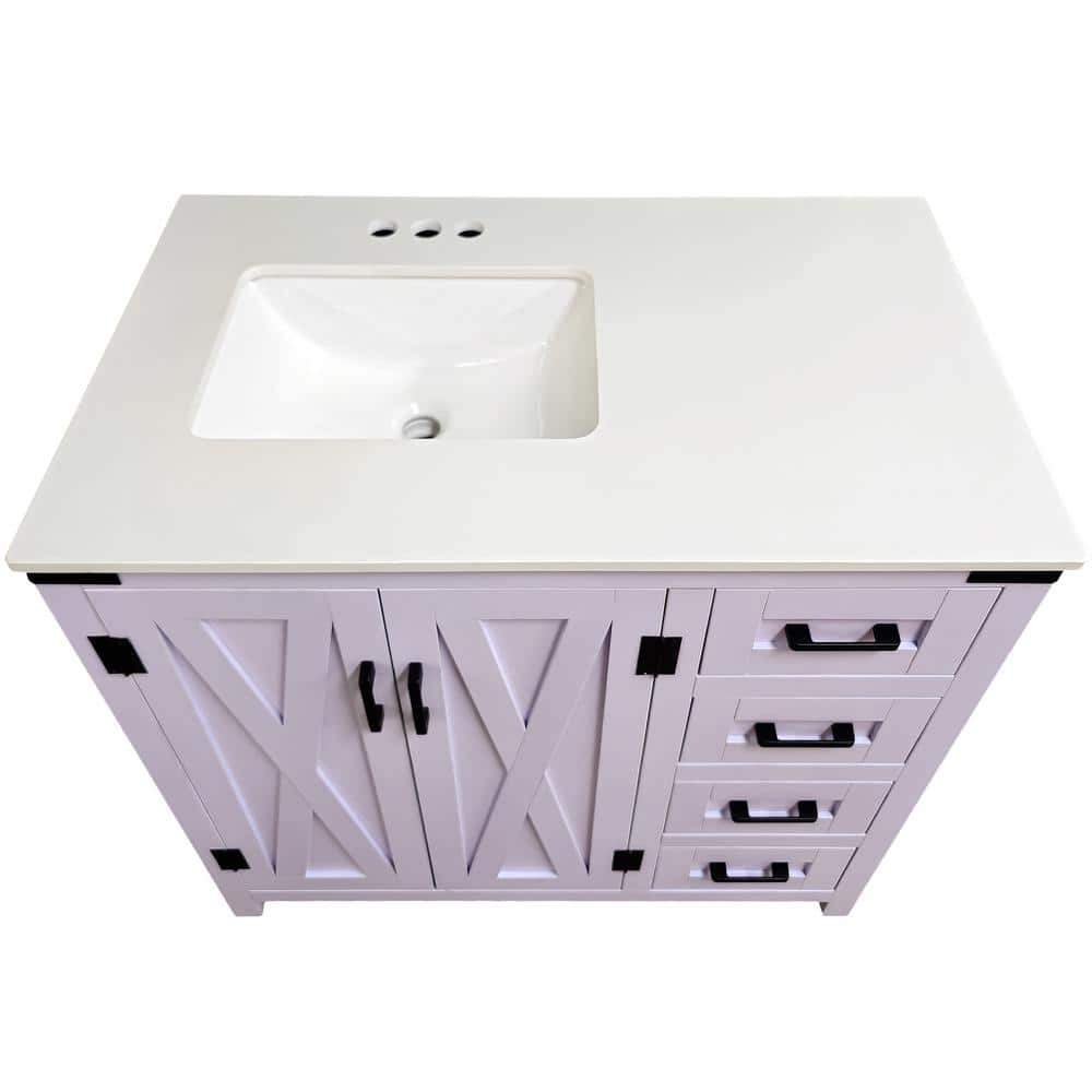 Salerno 36" White Lilac MDF Vanity with Cultured Marble Top