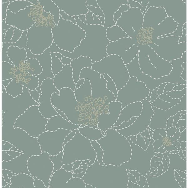 A-Street Prints Gardena Embroidered Floral Green Nonpasted Non Woven Wallpaper