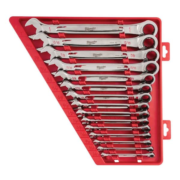 Milwaukee 48-22-9416 SAE Ratcheting Combination Wrench Set (15-Piece) - 1