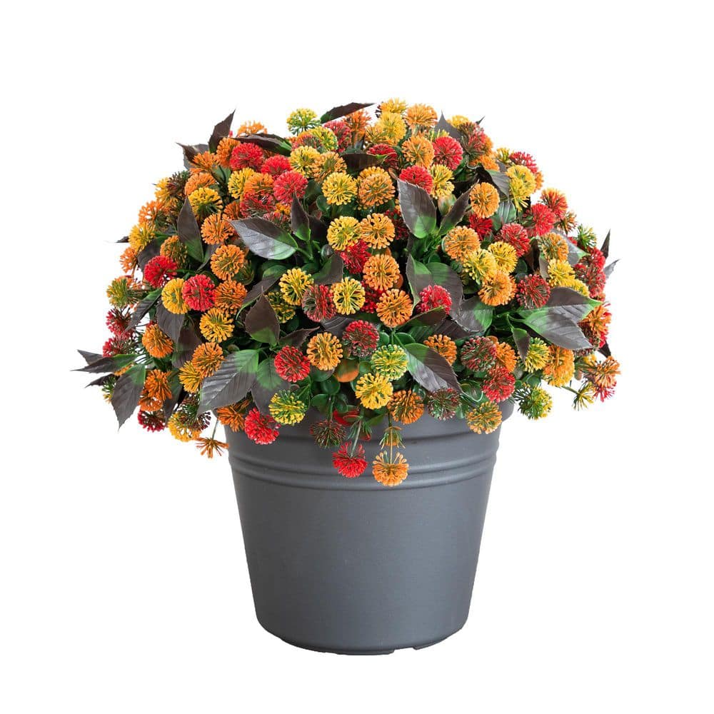 16 in. Orange UV Resistant Autumn Artificial Mixed Fall Chrysanthemum Plant in Pot (Indoor/Outdoor) price history on PriceWatchPro