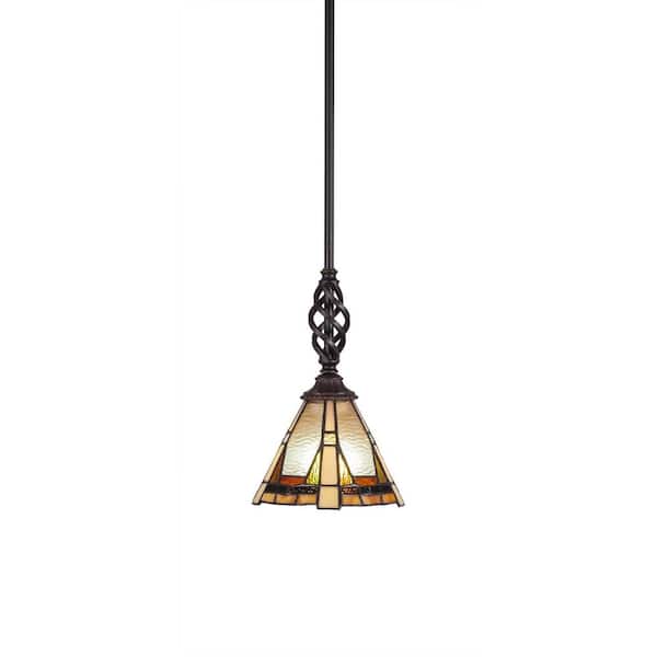 Unbranded Bridgewater 100 W 1-Light Dark Granite Standard Mini Pendant Light with Glass Shade