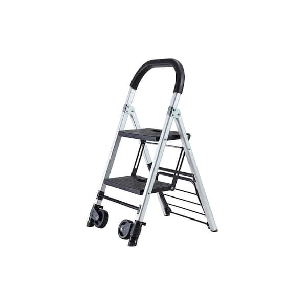 3 ft. Reach 2-Steps Dual Use Foldable Ladder and Trolley, Trolley Max Capacity: 130 lbs.
