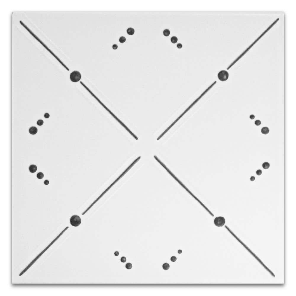 Kenzo 8" x 8" White and Black Porcelain Patterned Tile