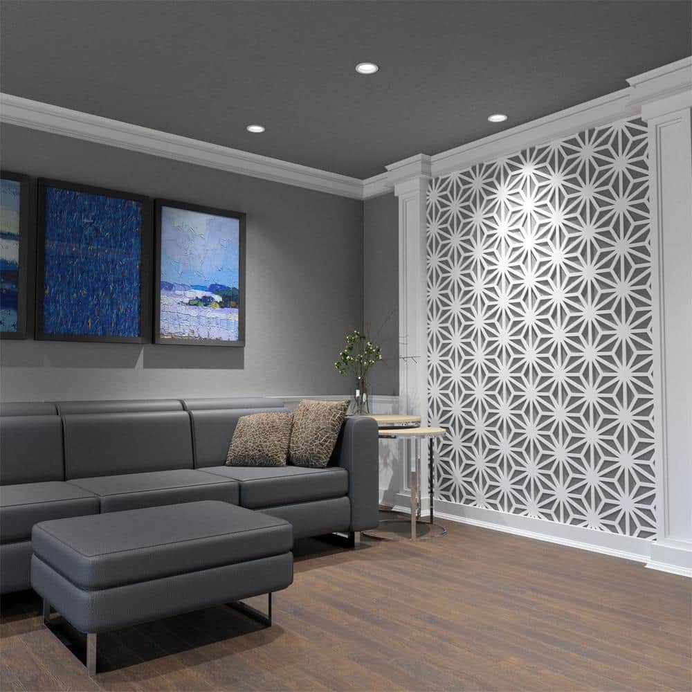 Elegant Unfinished PVC Fretwork Wall Panels, 15.75'' x 17.75''
