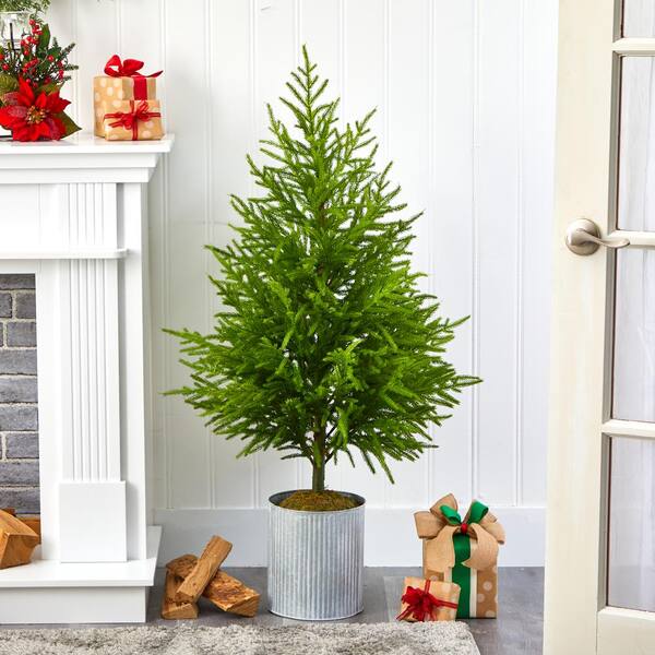 Nearly Natural 49 In Norfolk Island Pine Natural Look Artificial Tree T1509 The Home Depot
