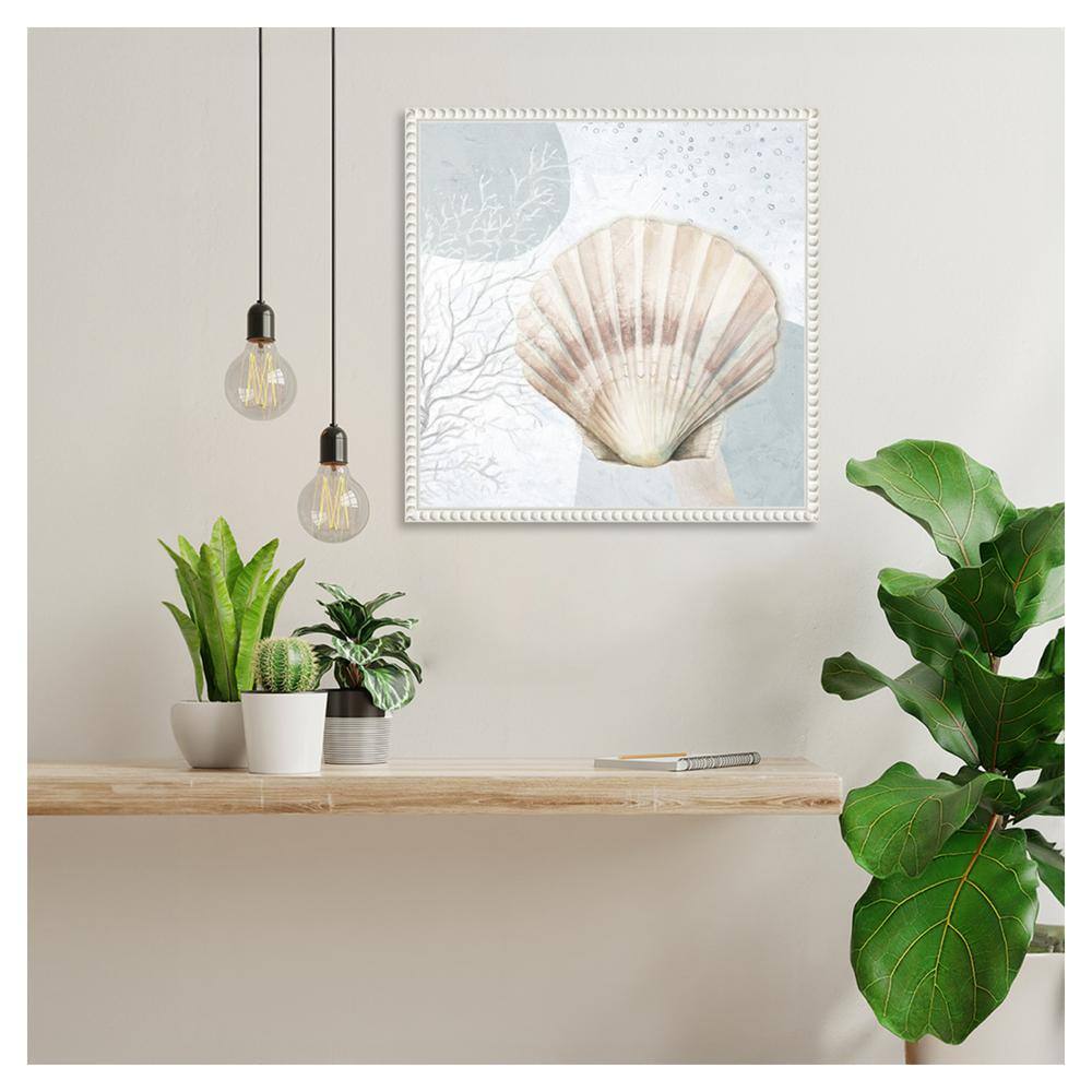 Blush Scallop Nautical Canvas Print with Beaded Frame