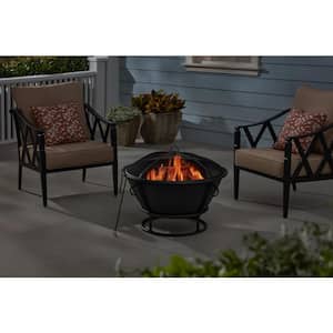 30 in. Outdoor Cast Iron Steel Wood Burning Black Fire Pit