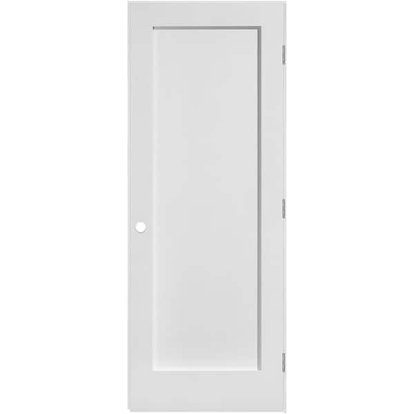 Masonite 28 in. x 80 in. 1 Panel MDF Series Left-Handed Solid Core White Primed Composite Single Prehung Interior Door