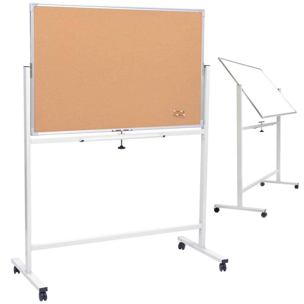 Excello 48 in. x 32 in. Double Sided Mobile Whiteboard Corkboard Combo, White price history on PriceWatchPro