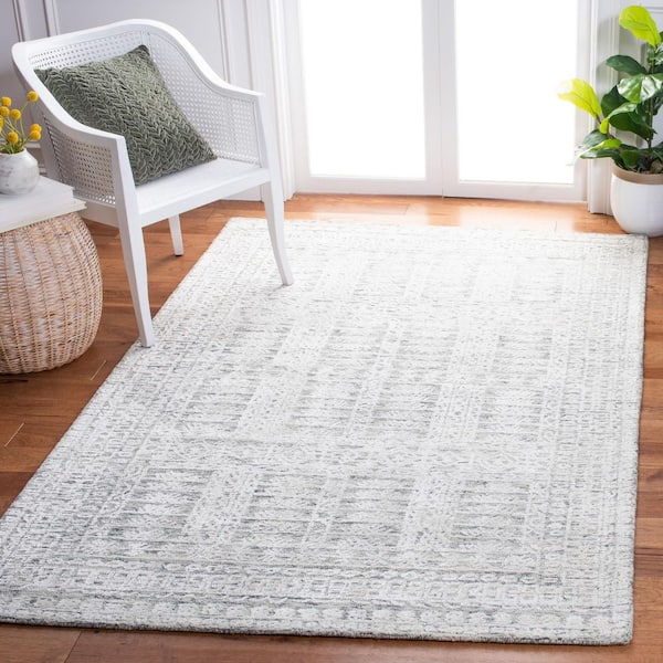 Glamour 9 ft. x 12 ft. Charcoal/Ivory Border Ornate Area Rug