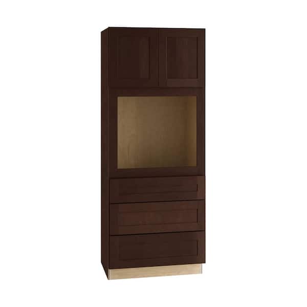 Home Decorators Collection Newport 33 in. W x 24 in. D x 84 in. H Assembled Plywood Double Oven Kitchen Cabinet in Manganite with Soft Close