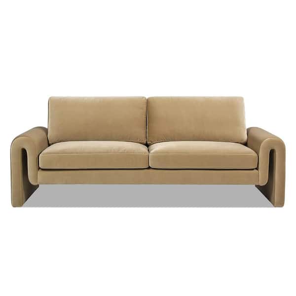 Jennifer Taylor 85 in Camel Brown Beige Living Room Arched Arm Sofa Couch