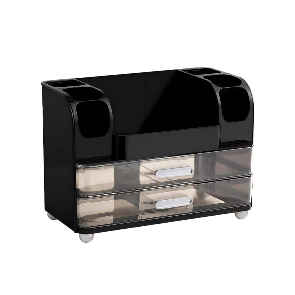 Black Large Cosmetic Organizer with Brush Holder, Countertop Storage for Skincare Perfume, Cologne Organizer for Men price history on PriceWatchPro