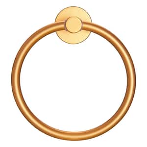 6.3 in. Round Aluminum Wall Mounted Towel Ring in Brushed Gold
