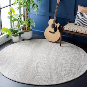 Metro Natural/Ivory 6 ft. x 6 ft. Abstract Waves Round Area Rug