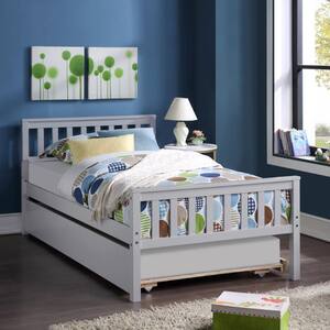Gray Pine Twin Bed with Trundle Bed